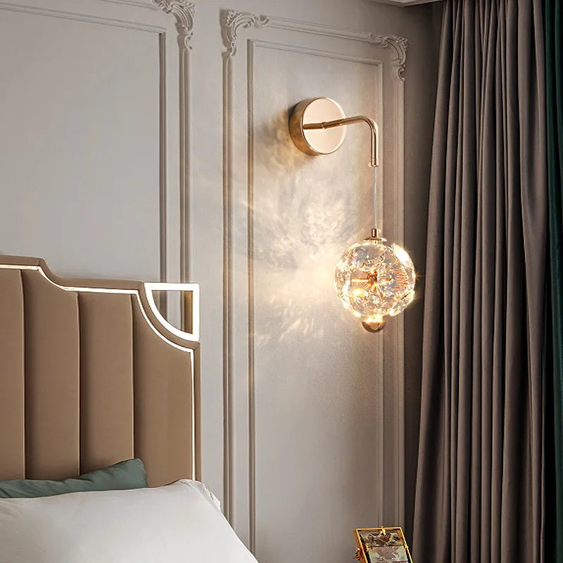 Villa Home Luxury Dandelion Crystal Wall Lamp Country Villa Living Room  Bedroom Bedside Bracket Light Modern Entrance Background Wall Decoration Wall Fitting Home Lighting Supplies