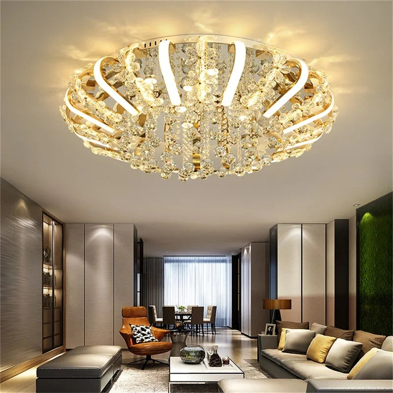 NEW Home Villa Luxury Ceiling Chandelier Creative Lights Ceiling Contemporary Gold  Crystal Lamp Fixtures LED for Home Living Bed Room