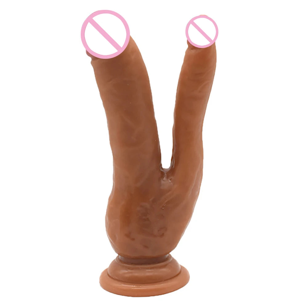 Double Dildos Double Penetration Vagina and Anus Big Realistic Double Headed Penis Soft Phallus Sex Toys for Women Masturbation