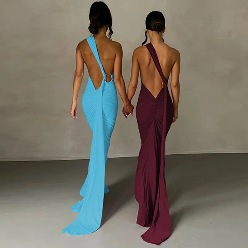 8 Colors Luxurious Women's Backless Solid Color Sleeveless Bodycon Lady Elegant Sexy Maxi Long Evening Party Night Clubwear Prom Ladies Sexy Apparel Supplies