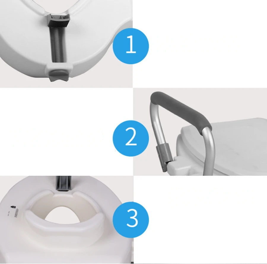 Raised Toilet Seat with Armrest Cover Aluminum Bathroom Safety Equipment for Rehabilitation Therapy Elderly Disable People