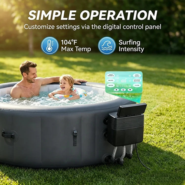 NEW Arrivals 216cm Inflatable Spa 1726Lt Large Capacity Electric Power Hot Tub for 5-7 Person Portable Massage Jacuzzi Pool with 170 Air Jets & Rapid Heating 40*C Air Bubble Bath Fitness Recovery Health Care Massage Supplies