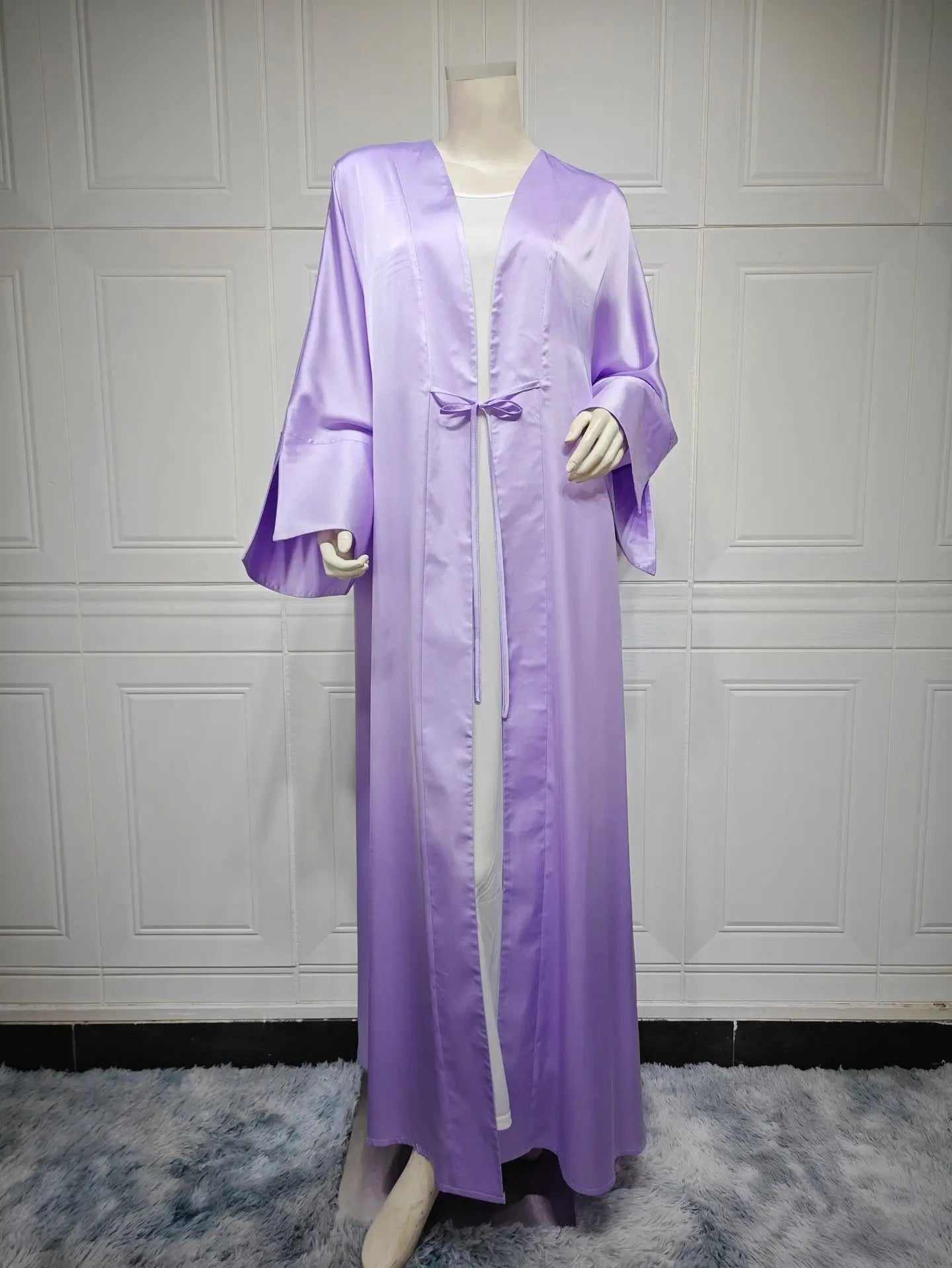 10 Colors S-2XL Plus Size Islamic Arabic Turkish Elegant Modest Breathable Dress Top Coat Eid Al-Adha Robe Islamic Clothing Kimono Open Abaya Dubai Prayer Ramadan Muslim Ladies Apparel Clothing Supplies