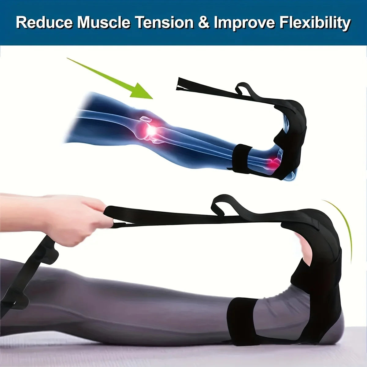 Home Gym Yoga Pilates Studio Unisex Foot Stretcher Strap Yoga Stretching Band Leg Stretch Belt Muscle Relaxation Flexibility Ankle Stretching Strap Women Men Workout Accessories