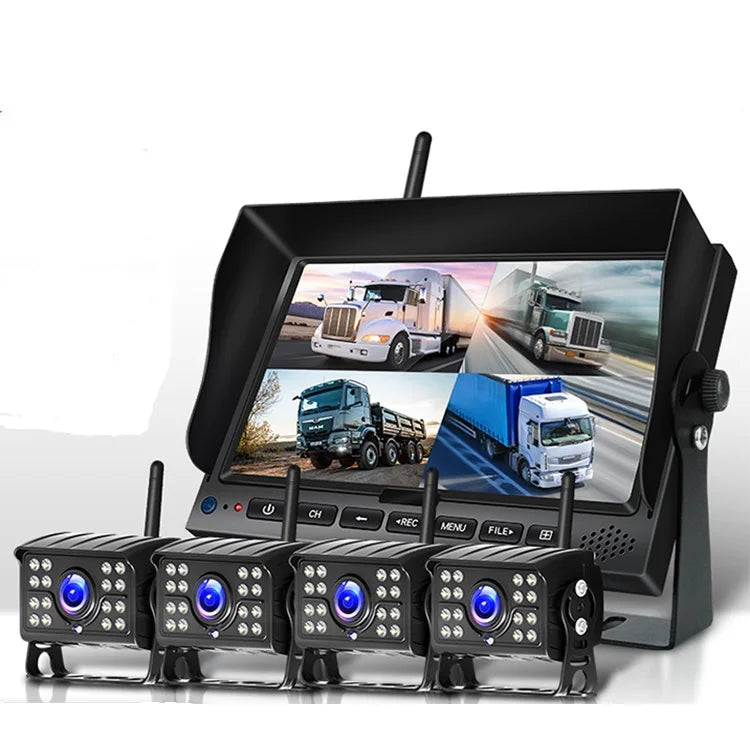 NEW Arrivals Cars Trucks Set DC 12-24V Digital Wireless Camera System Pedestrian Human Detection 7 Inch LCD Screen DVR Recorder Kit Cordless Rear View Reverse Truck Car Backup Camera Vehicles Security Supplies