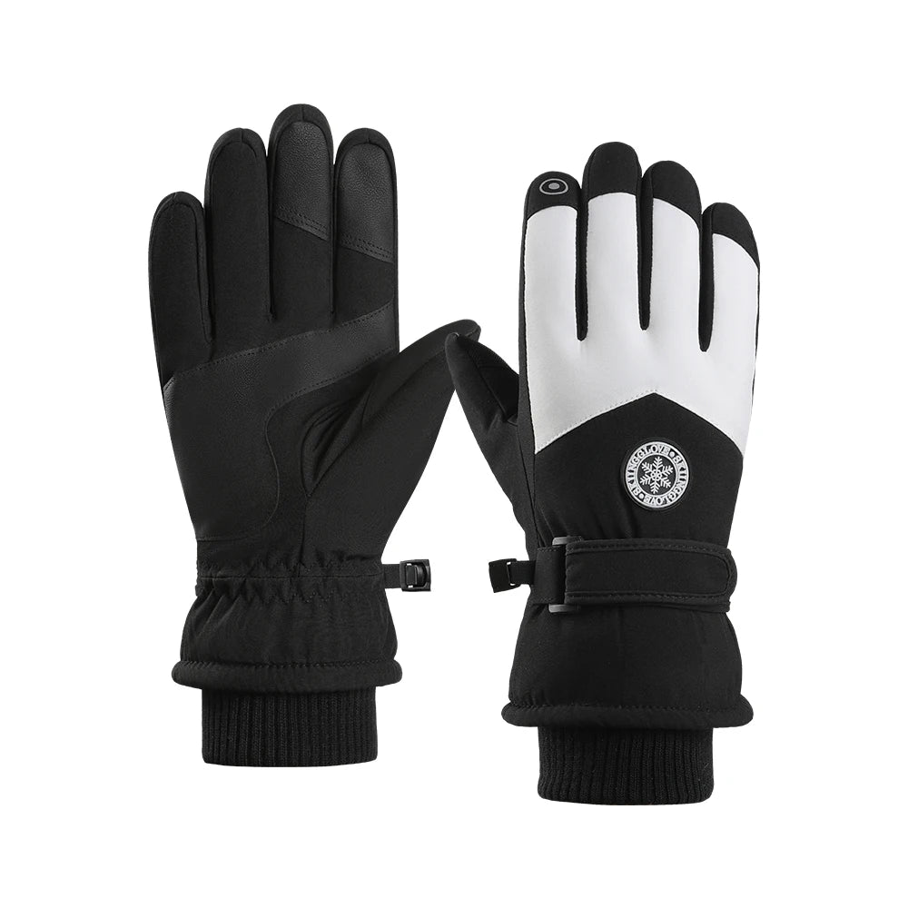 Purple/Black/Dark Gray Color Women Professional Ski Gloves Waterproof Windproof Thick Fleece Lined Touch Screen PU Anti Slip Mountaineering Skiing Durable Warm Design