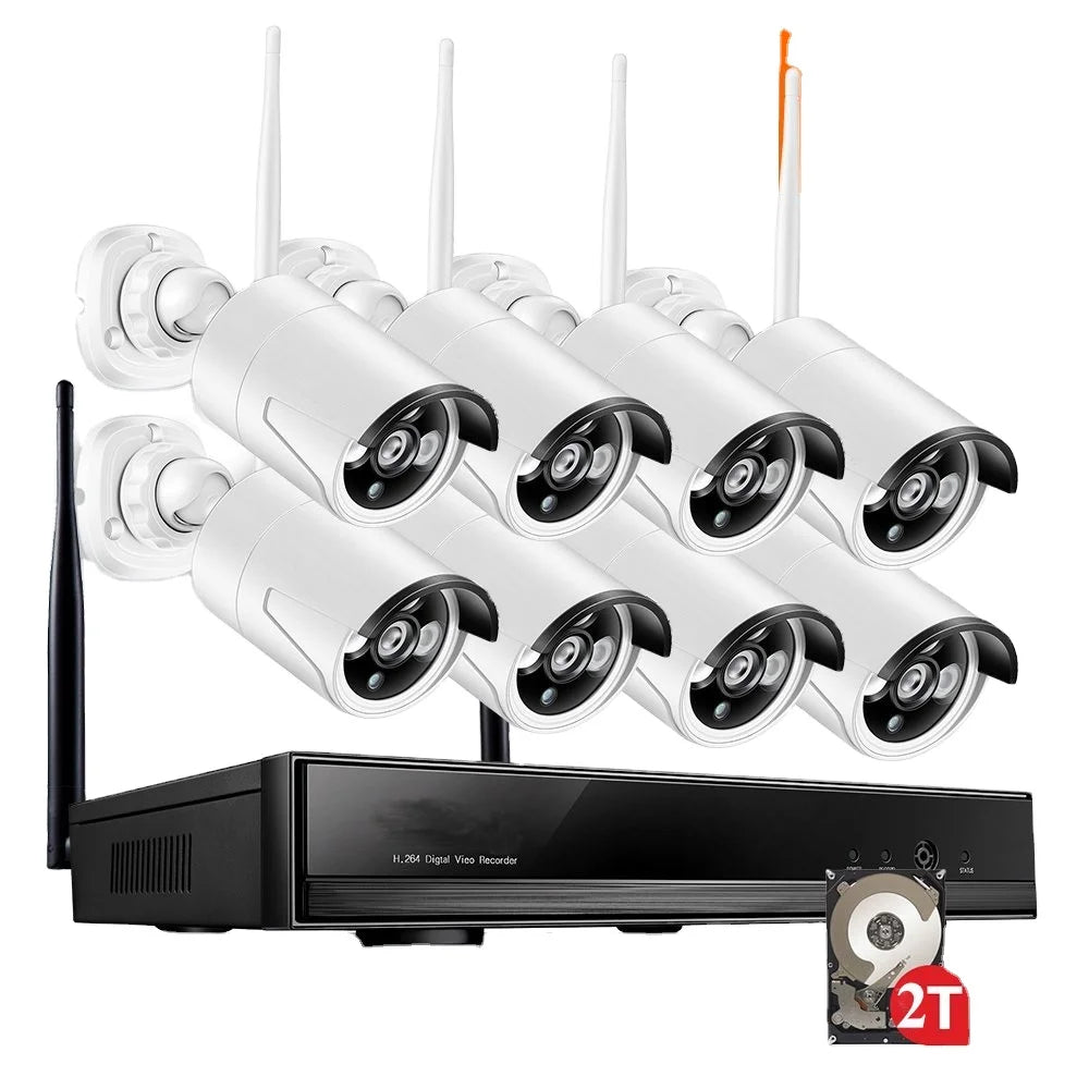 Home Villa Business Store Professional Top Quality 12V 4Ch/8Ch 3MP/5MP Wireless NVR Kit P2P Indoor Outdoor IR Night Vision Security IP Camera WI-FI CCTV Surveillance System Security Supplies