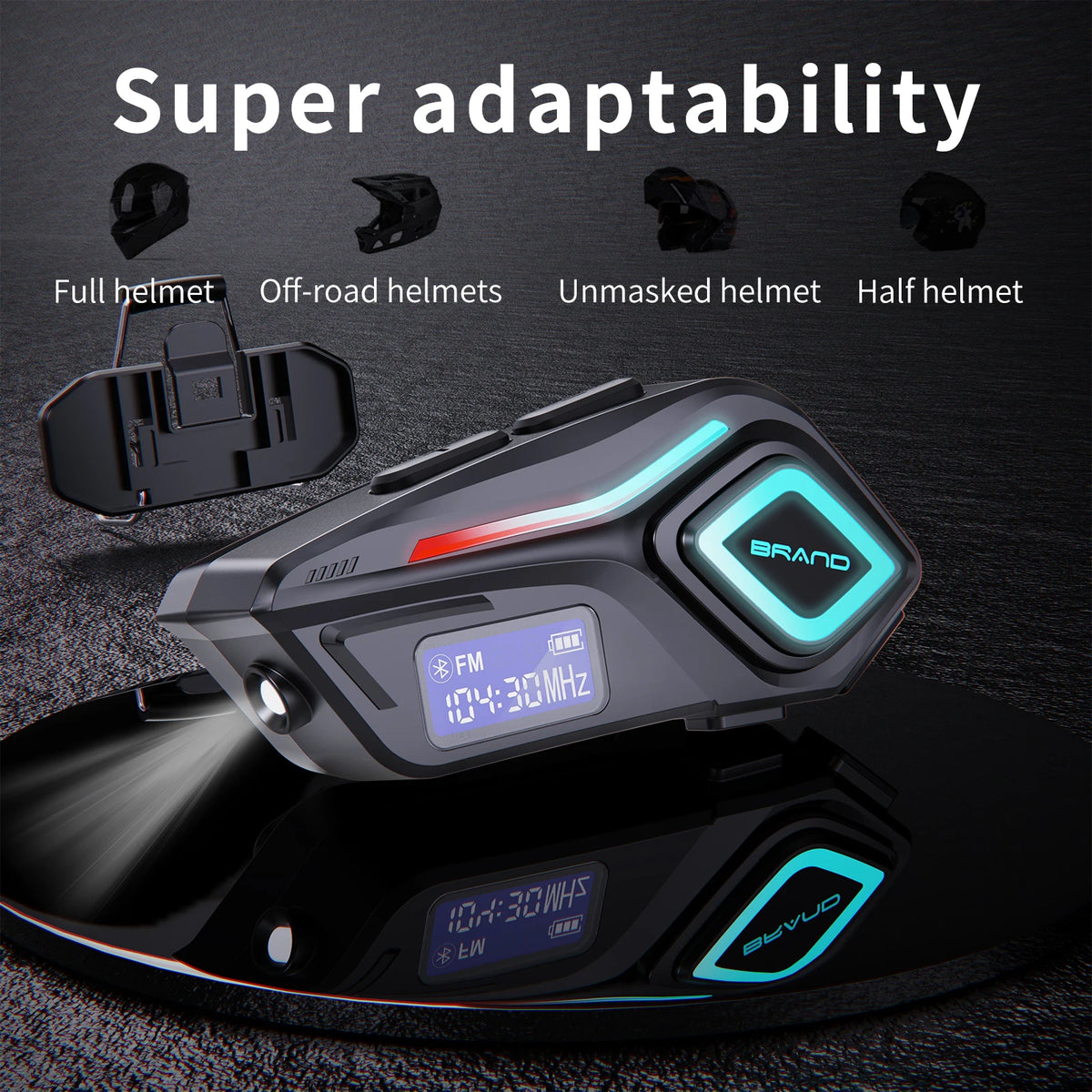 K08 RGB LED Motorcycle Helmet Voice Control BT Wireless Bluetooth Headset Auto Answer/Call Music Control Noise/Wake Non-Noise Cancelling TWS Earphones Headphones