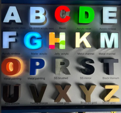 NEW Set Home Business Shops Office NEON LED Sign Remote Control  Board Design Samples Acrylic/Metal/Stainless Steel  Sign Board Samples Light Sign Sample Box Professional Lighting Supplies