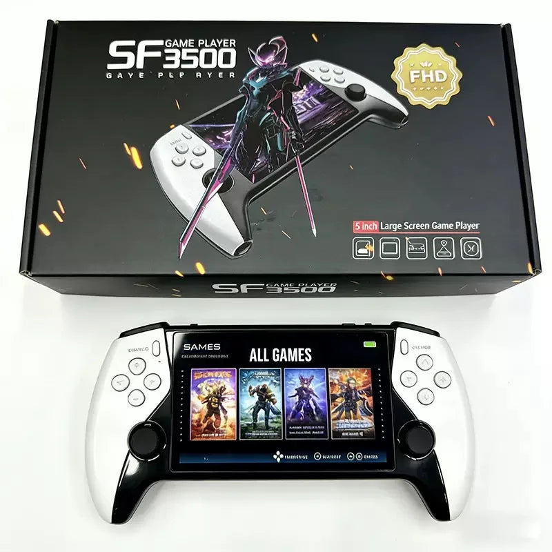 SF3500 5" FHD Retro Handheld Video Games Console 64GB 20000+ Classic Games TV-Out Portable Gaming Wi-Fi Player Controller