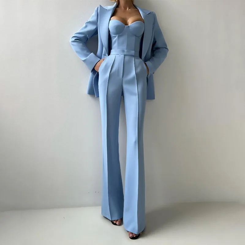 3 PCS Set Boutique HOT Sale Spring/Autumn  New Fashion Temperament Sexy Commuter Suit Corset Pants Jacket Women's Blazer Suit Ladies Sets Luxury Clothing Supplies.