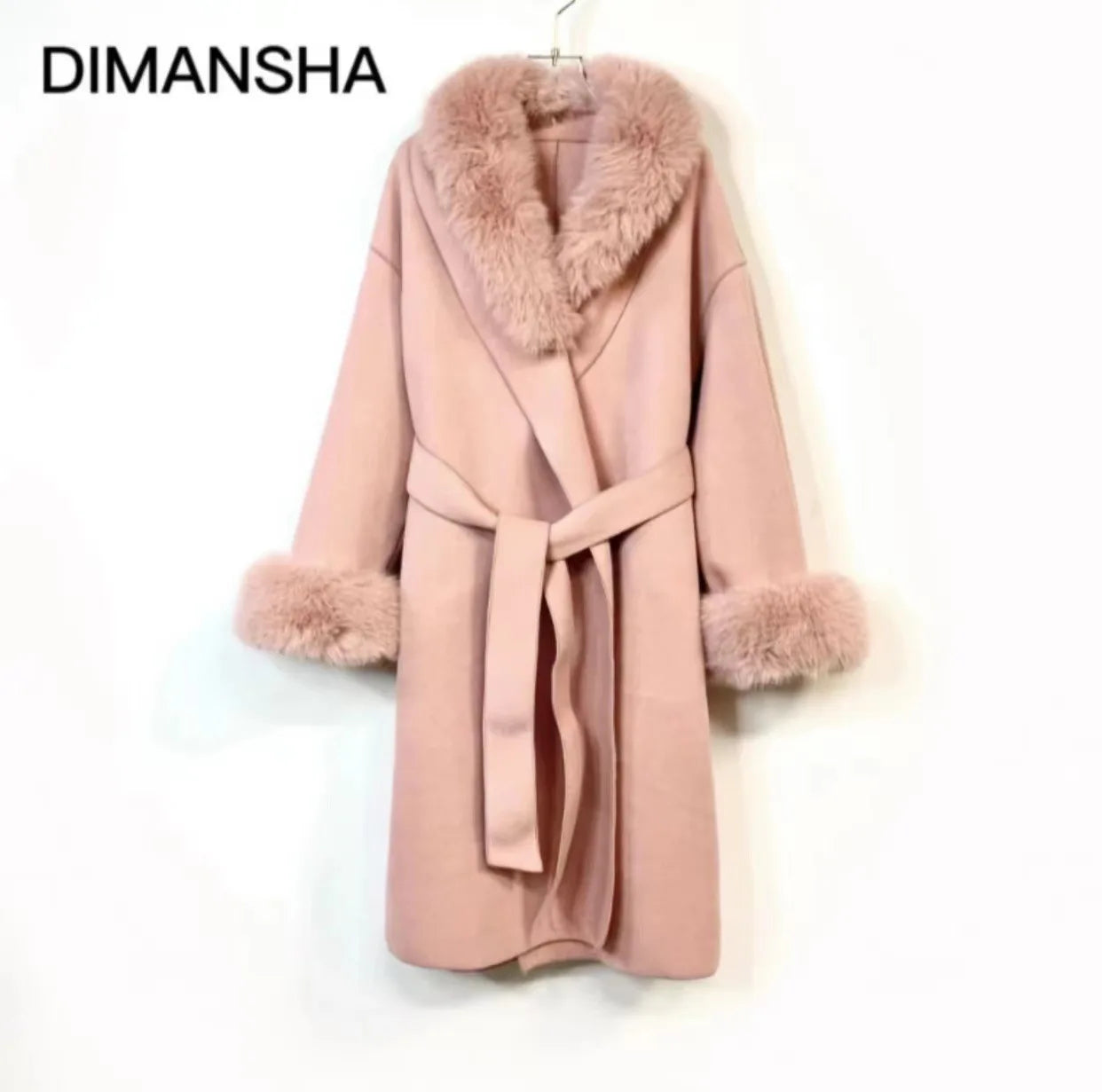 HOT SALE (Few Units Left) 5 Colors Small & Medium Size Luxury Cashmere & Wool New Autumn Winter Removable Real Natural Fox Fur Collar Cuffs Trench Jacket Women Long Belted Woolen Blend Cashmere Coat Ladies Winter Luxury Appar