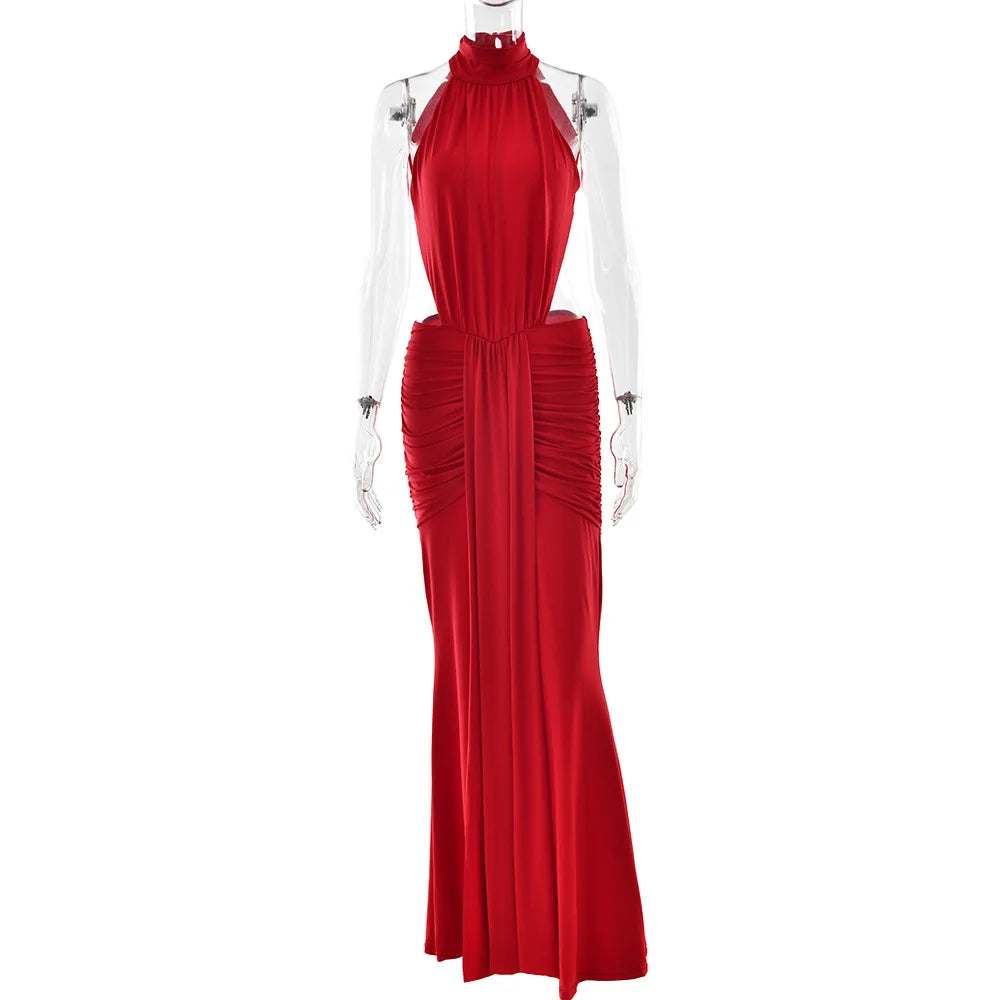 NEW Arrivals 4 Colors Women Boutique Selling Summer Sexy Sleeveless Halter Maxi Dress Sexy Party Backless Evening Party Dresses Night Clubwear Prom Gowns Ladies Sexy Clothing Supplies