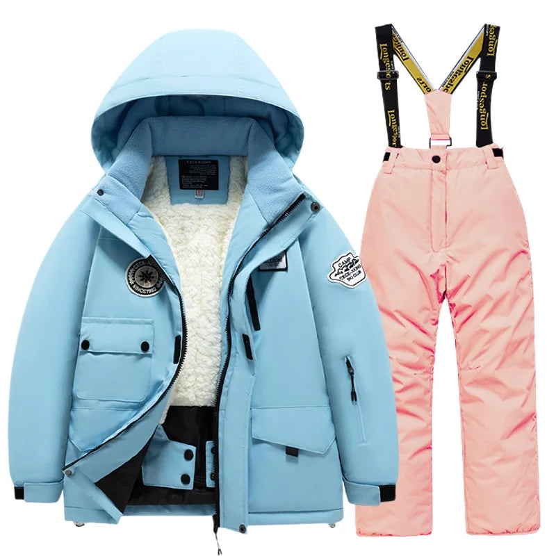 BEST PRICE 2 PCS Set Children's Girls Boys Top Quality Waterproof Ski Jacket + Pants Kids Snowboard Suit Snow Wear Ski Clothes for Kids Ski Suit Ski Clothing