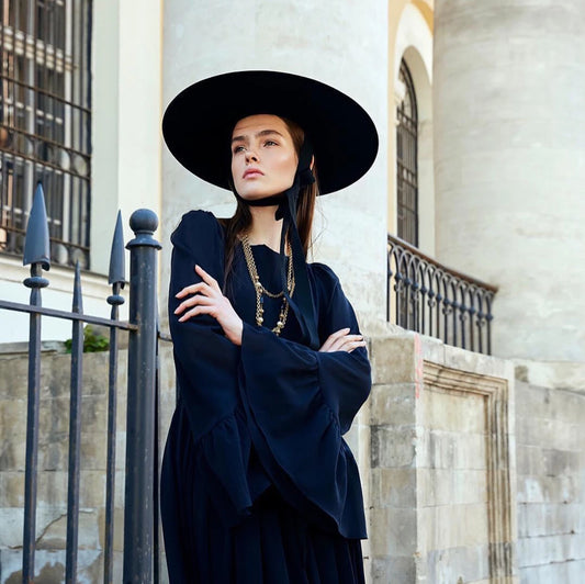 NEW Arrivals Luxury King Wheat Wide Big Brim 100% Wool Flat Formal Black Women Fedora Stage Show Felt Cap Winter Bandage Ladies Fashion Outdoor Top Hat Women Luxury Fashion Apparel Accessories Supplies