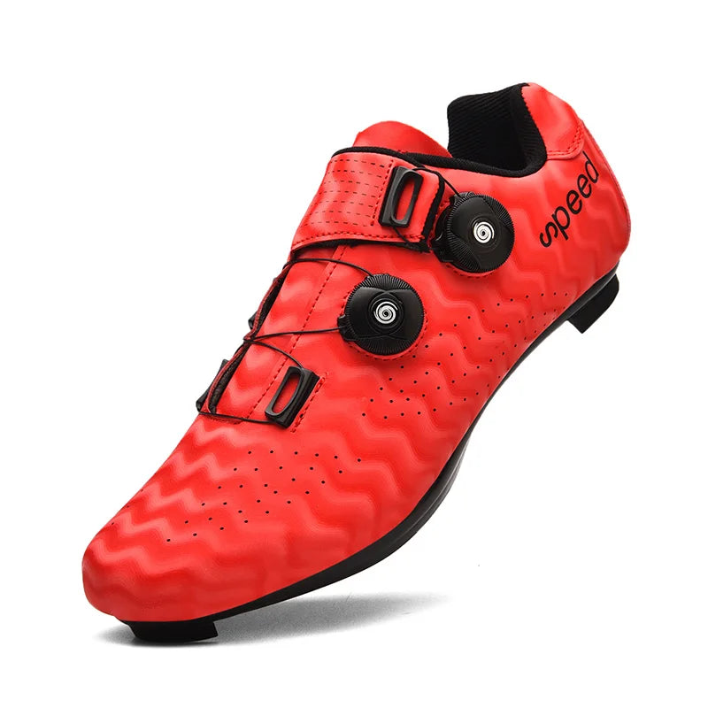 NEW Black/Gray/Red Large Size Flats Professional  Cycling Shoes Road Biking Mountain Biking Clipless Cycling Shoes Bicycle Footwear Button Men's Women's Low-top Slip on