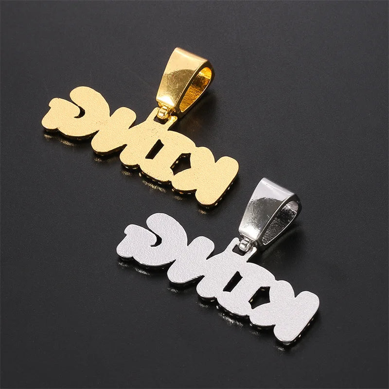 Rapper's Hip Hop KING Letters Pendant Necklace with Miami Cuban Chain Iced Out Bling Hip Hop Rave Rapper's Night Club Party Gangs Necklaces Male Charm Jewelry Gifts Accessories