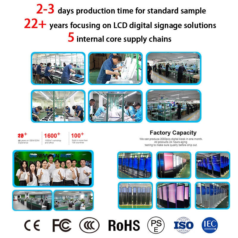 HOT SALE 32* Inch Indoor Floor Stand Digital Signage LCD Advertising Kiosk Touch Screen Smart Display Board WI-FI OEM System for Business Shop Mall Advertising Smart Android Screen System