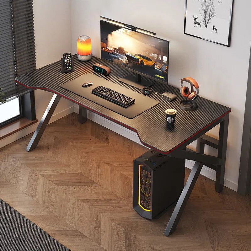 NEW Home Carbon Fiber Textured Gaming Office Desk Minimalist Bedroom Study Writing Table 140cm Office Computer Storage Organizer Home Use