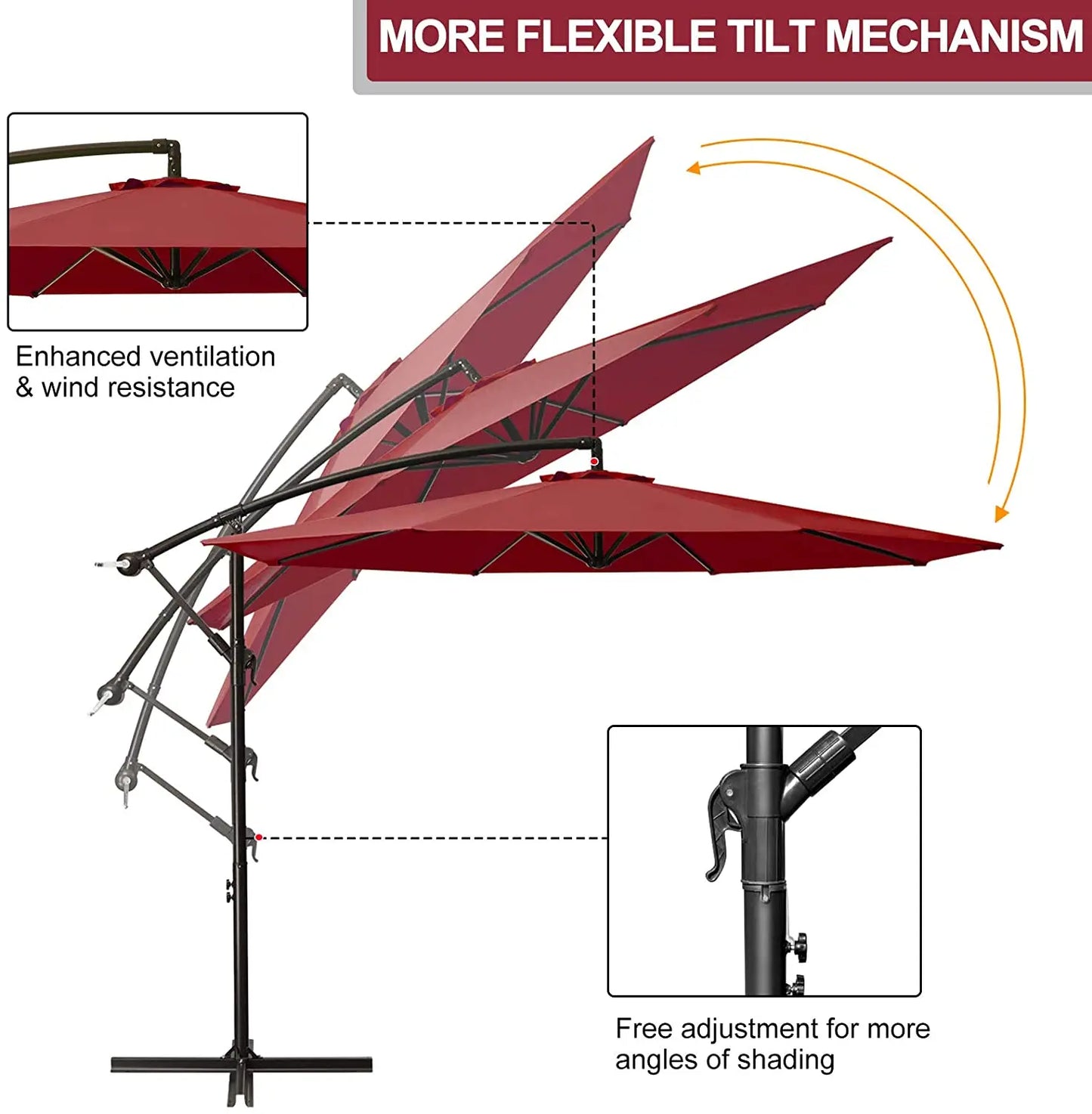 5ft New Villa Home Outdoor Swimming Pool Hotels Large Umbrella Durable Patio Garden Canopy Courtyard Parasol Sun Protection Tent Banana Sunshade Umbrella for Beach Camping Use
