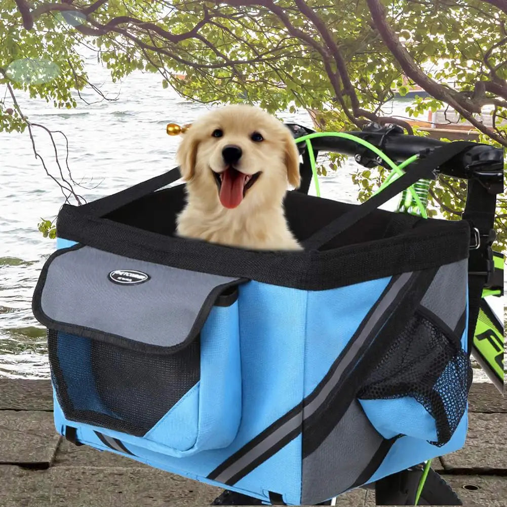 Outdoor Pet Bags Bicycle Dogs Baskets Puppy Cat Car Bike Handlebar Front Basket Small Cat Dog Carrier For Travel Shopping
