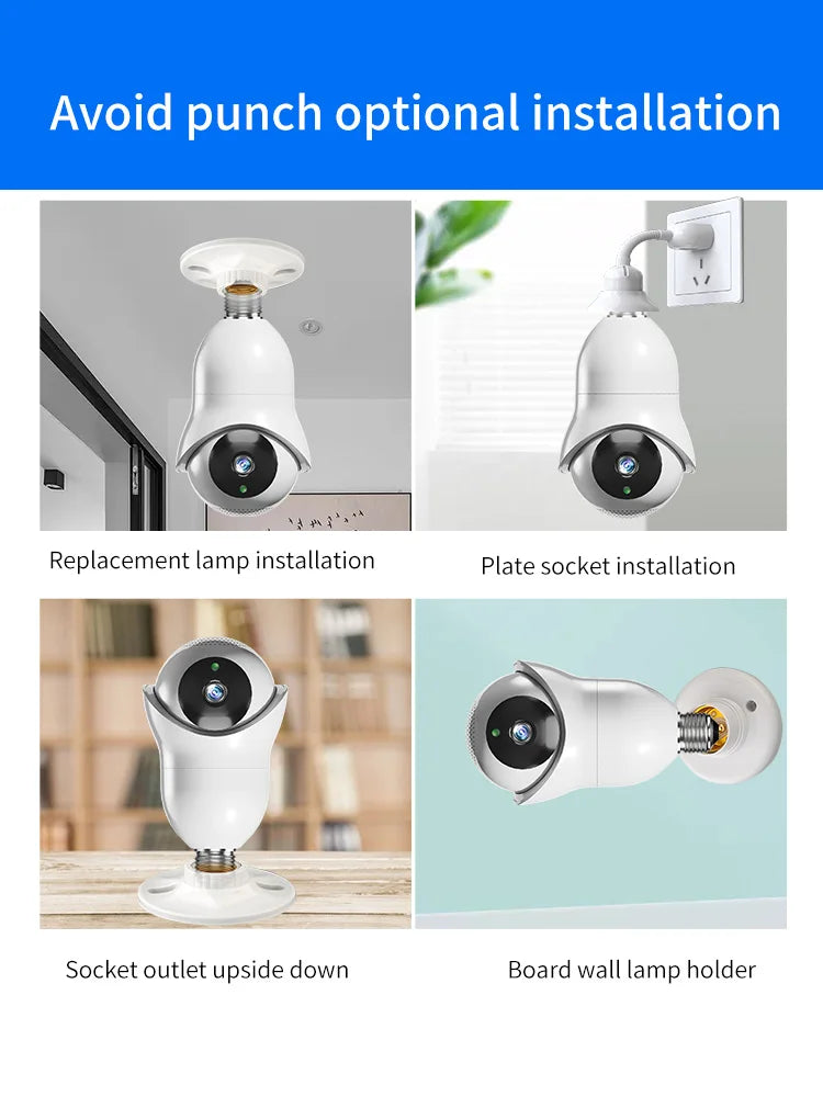 5G Dual Band Night Vision Camera New Arrival Security CCTV  Foco Con Camera Wi-Fi Socket IP Bulb Camera Home Security Supplies