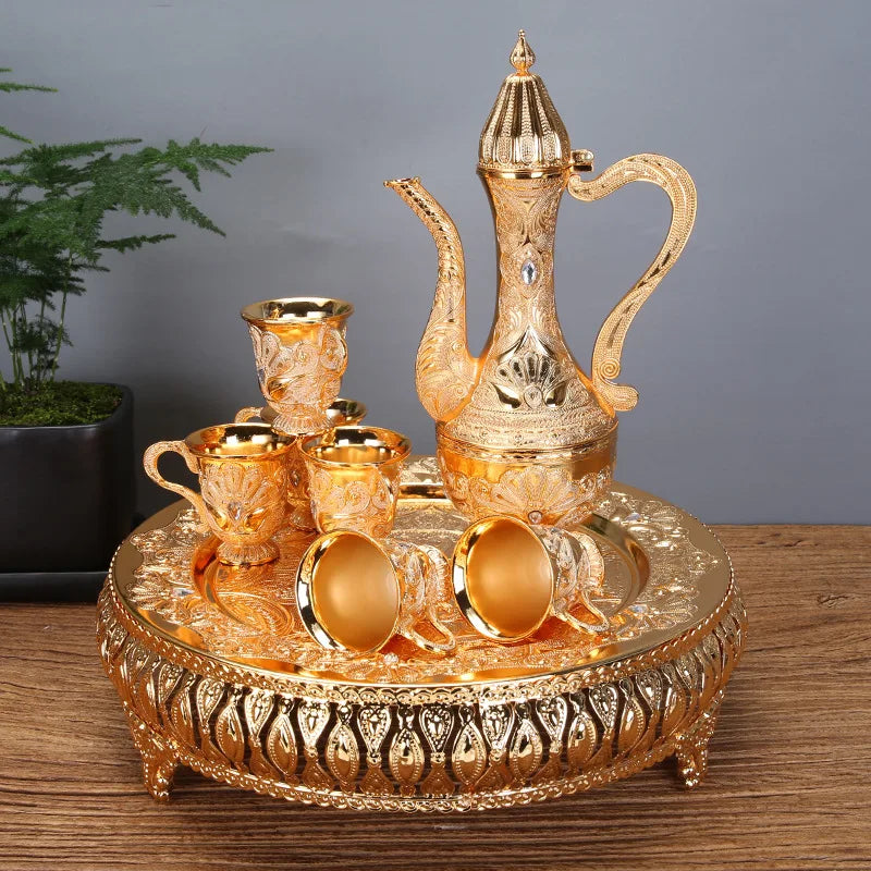 Gold And Silver Wine Glass Luxury Set Creative Home European Wine Zinc Alloy Set  Wine Jug Wine Divider High-End Retro Wine Jug Barware Supplies