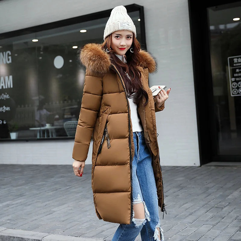 Black/Green/Gray Color L-4XL Plus Size Autumn Winter Women's Comfortable Mongolian Parkas Coat Thick Warm Woven Block Hooded Jacket Long Parker Coat Casual Outerwear Ladies Winter Clothing Supplies