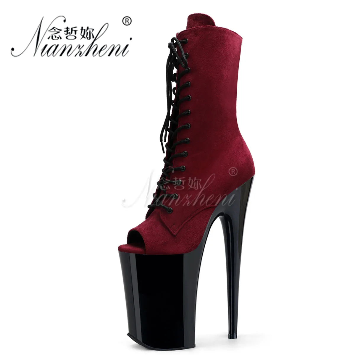 23cm 8 Colors Exotic Dancer Boots Thin High Heels Evening Party Platform Peep Toe Gladiator Sexy Fetish Leather Shoes Retro Pole Dance Gothic Fashion Nightclub Shoes