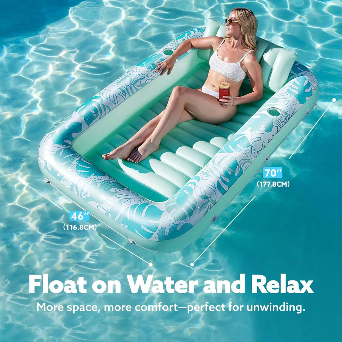 NEW Arrivals 4 Colors Women's Personal Pool Summer CE Certified Inflatable Tanning Lounger Float Pool PVC 177x116cm for Adults Kids Outdoor Sunbathing Pool Party Gift.