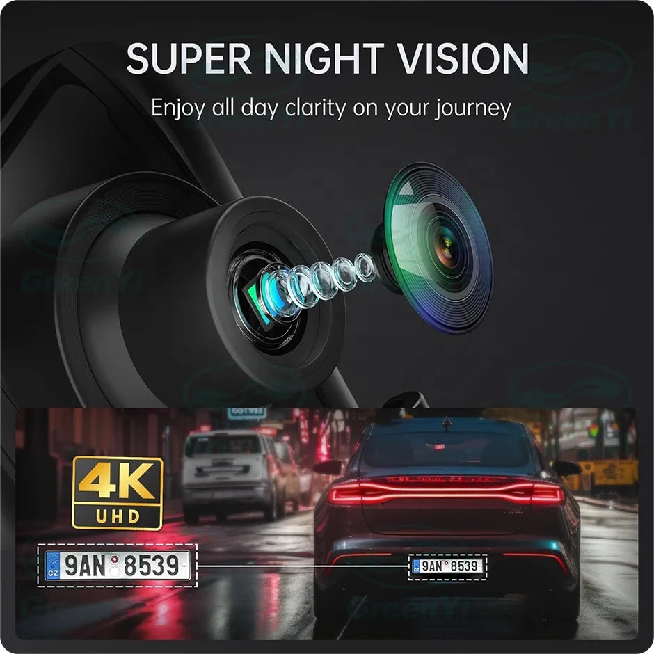 NEW 9"inch 4K GPS Front 1080P Rear Dual Lens Mirror Dash Cam Car DVR Recorder with Wi-Fi GPS Navigator 24H Parking Monitor Night Vision Touch Screen Car Security Accessories
