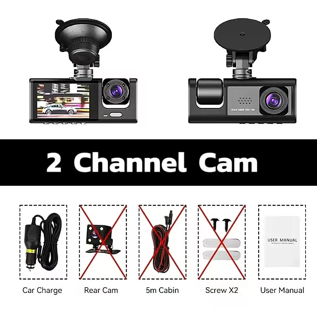 NEW Arrivals 3 Lens Dash Cam Car Dashboard Camera Recorder 1080P Vehicle Black Box DVR Hidden Dash Cam Camara De Auto Dash Cam 3 Channel Automobile Security System Safety Supplies