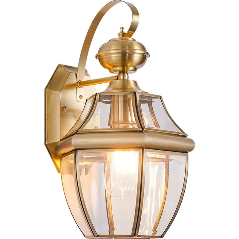 Villa Home Luxury Retro Outdoor Large Brass Wall Lamp 32/37/50cm Waterproof IP65 Sconces LED Lighting for Home Porch Courtyard