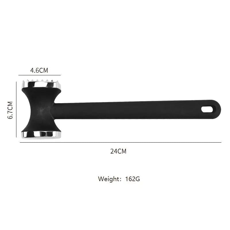 25cm Heavy-Duty Double-Sided Zinc Alloy Meat Tenderizer Hammer Metal Kitchen Tool for Poultry & Steak Loosening Barbecue Camping  Grill Tool Pork Chicken Softening Mallet Kitchenware Accessories