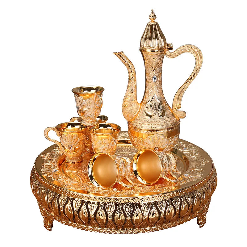Gold And Silver Wine Glass Luxury Set Creative Home European Wine Zinc Alloy Set  Wine Jug Wine Divider High-End Retro Wine Jug Barware Supplies