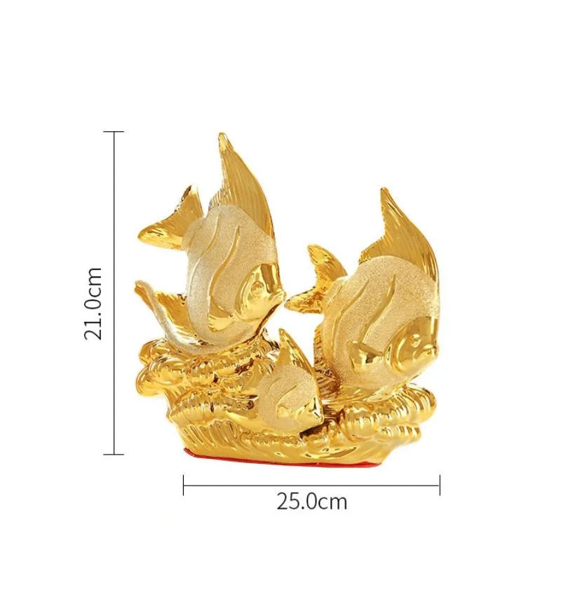 European Wedding Decor Crafts Ceramic Creative Room Decoration Handicraft Gold Fish Porcelain Figurines Decorations W4375