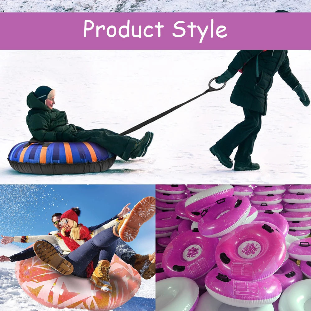 4 Colors Adults Children Strong Inflatable Snow Sled with Reinforced Cover Thickened PVC Tube Cold Resistant Fun Gear Winter Sports Accessories