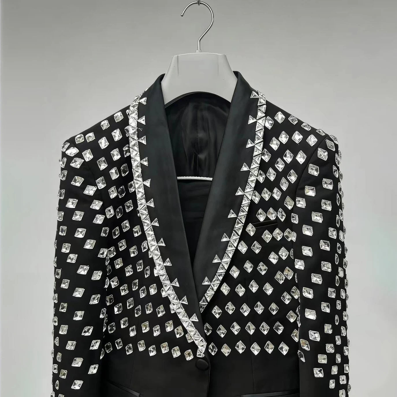 Boutique Gala HOT SALE 3 PCS Set Xs-3XL Plus Size Luxury Men's TR Tuxedo Single Breasted Rhinestones Crystal  Wedding Suit for Formal Groom Prom Evening Business Parties Red Carpet Celebrities Luxury Apparel Supplies