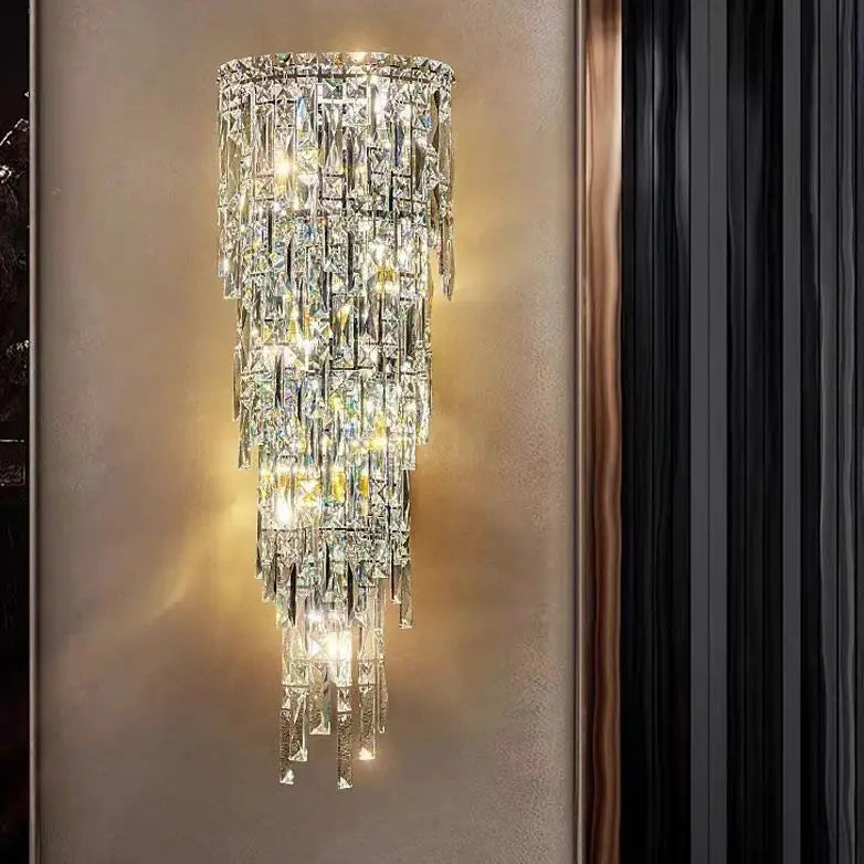 Home Villa  Modern Luxury Crystal Bedside Wall Lamp Living Bedroom Background Decoration Wall Fitting Hotel Lobby Corridor Wall Light