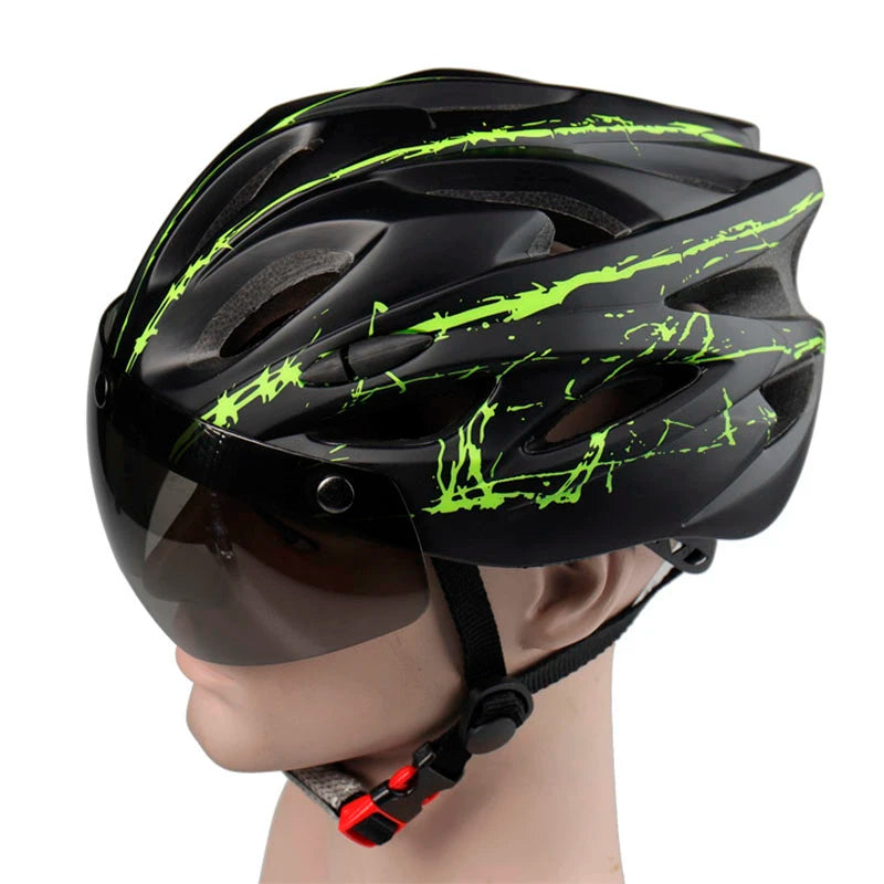 Hot Sale Black Goggles Bicycle Helmet Ultralight Pattern Bike Helmet Riding Mountain Road Bike Integrally Molded Cycling Helmets