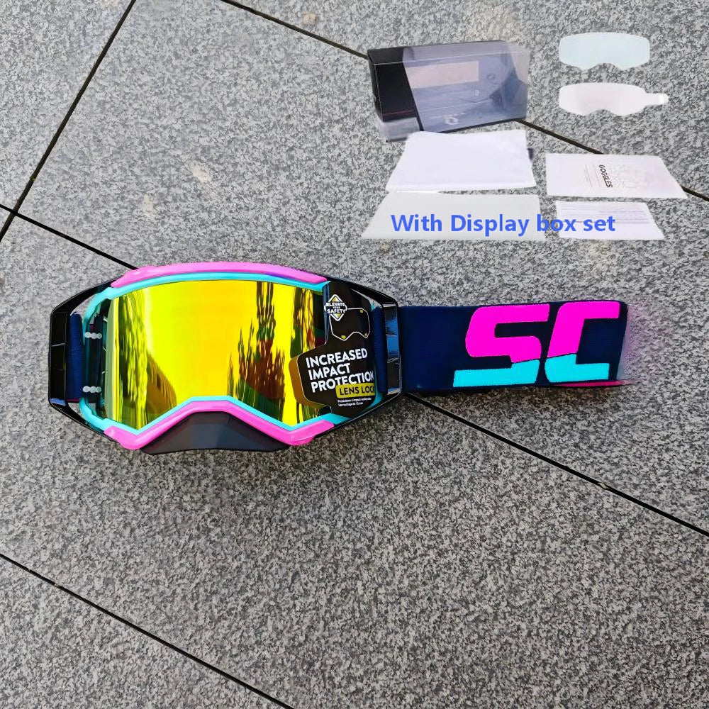 NEW American Motocross Motorcycle Top Quality Professional Goggles Halley Riding Eyewear Windproof Sports Glasses with Display Box Set