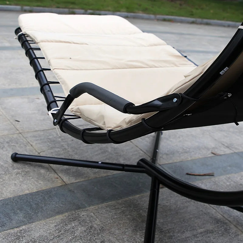 Villa Home Outdoor Swimming Pool Wrought Iron Wine Red/Khaki Color Swing Chair Leisure Rocking Relaxation Chair Bed Courtyard Balcony Moon Hammock Sun Lounge Chair Luxury Furniture Supplies