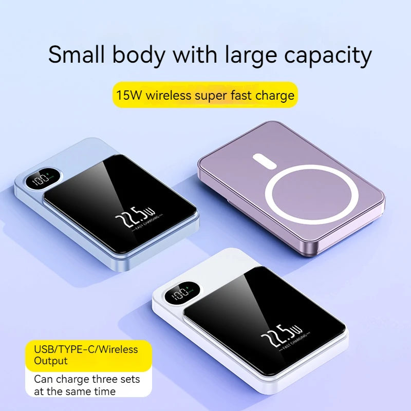 Sell Well  PD20W TYPE-C Quick Charge 5000mah Wireless 15W Fast Charge  Portable Mini 10000mAh Magnetic Q9 Power Bank for Phone