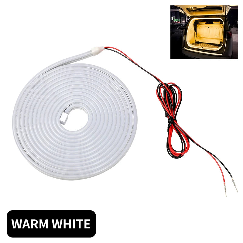 4M U Car Trunk Led Light Strip 6 Colors High-Brightness Trunk Ambient Lighting Flexible Silicone LED Light Strip for Auto Accessories