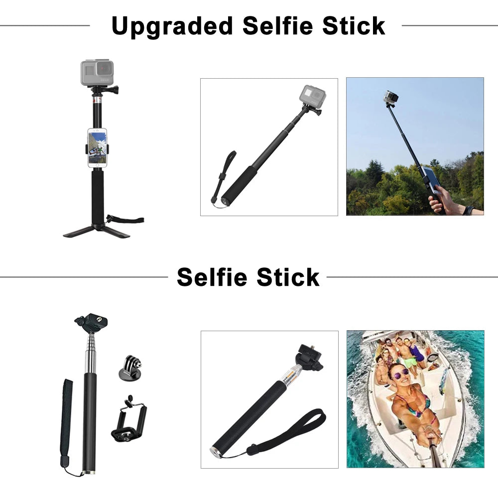 Full Set for Xiaomi GO-PRO SJ Camera Accessories Set for Go Pro Hero 13 12 11 10 9 8 7 6 5 4 Black Mount for DJI Insta360 for Sjcam Action Camera