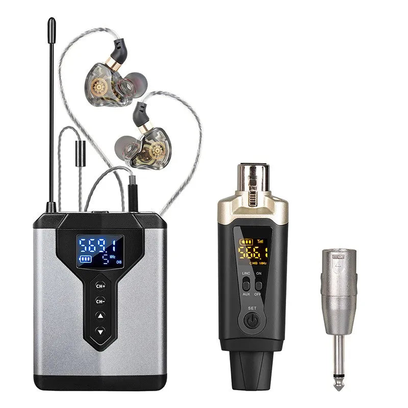 Professional Live Streaming Podcast Wireless UHF XLR Plastic In-Ear Ear Monitor System Bodypack Receiver Transmitter Singing For TikTokers Singers Live Streaming Band Rehearsal Earphones Set