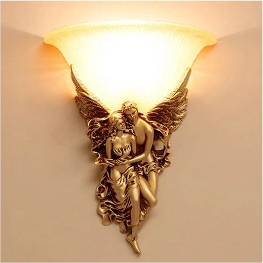 Home Living Room 3 Colors Remote Control Modern 220V 110V Decorative for Bedroom Romantic European Style Angel Wall Lamp