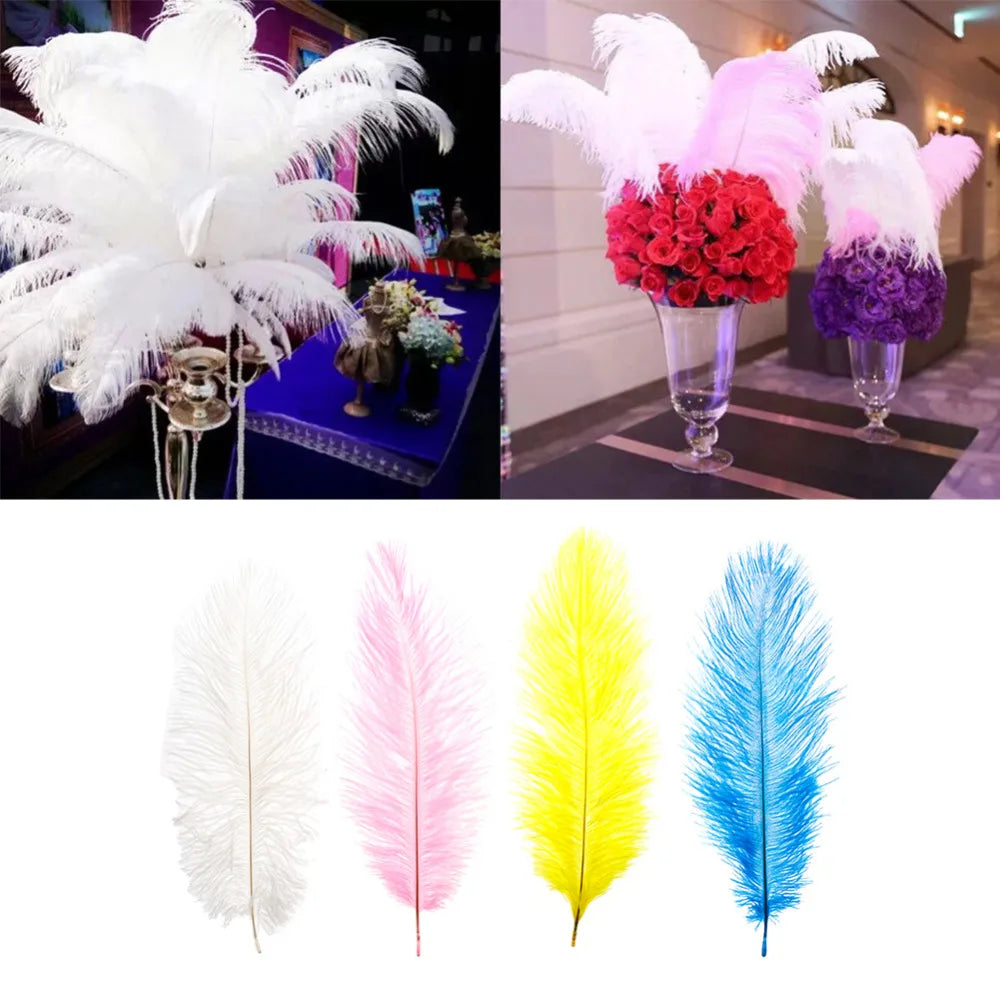 10 PCS Set 10 Colors Natural Ostrich Feathers Wedding Home Decor 30-35cm/40-45cm Ostrich Plumes Table Centerpiece Crafts