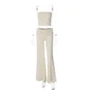 2 PCS Set 5 Colors  Crop Tube Tank Top and Flare Pants Sets Women's Spring Summer Clothing Sweat Suit Set Streetwear Outfit Ladies Casual Clothing Supplies