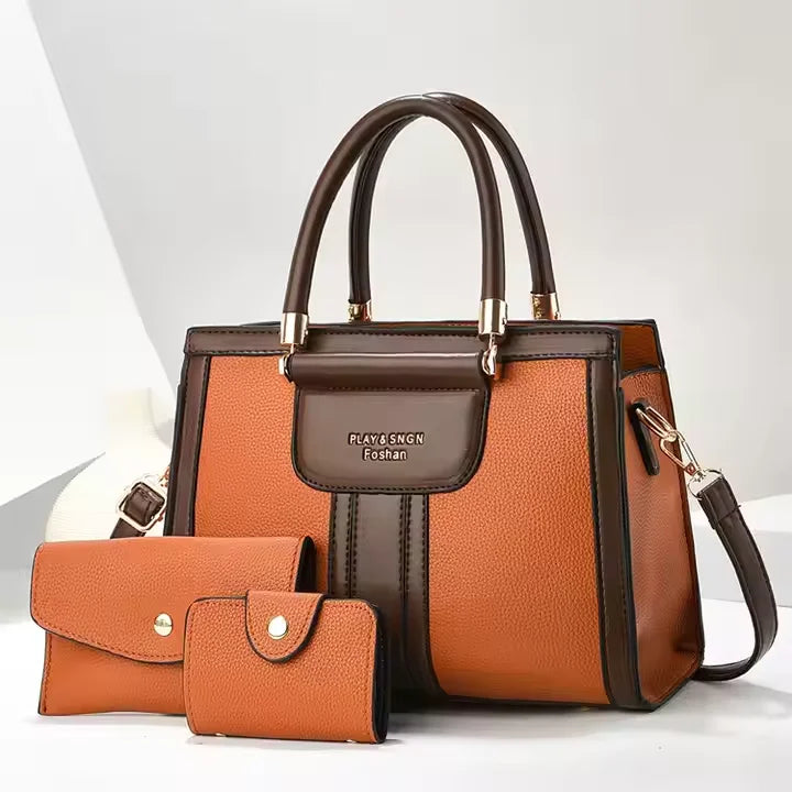 NEW Arrivals 3 PCS Set 8 Colors Best Selling Ladies Shoulder PU Leather Bags Luxury Designer Women's Handbags With a Wallet Purse